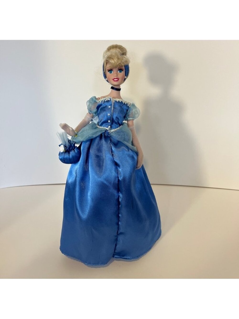 Disney Vintage Brass Key Porcelain Cinderella Doll on Stand Keepsake Collectible